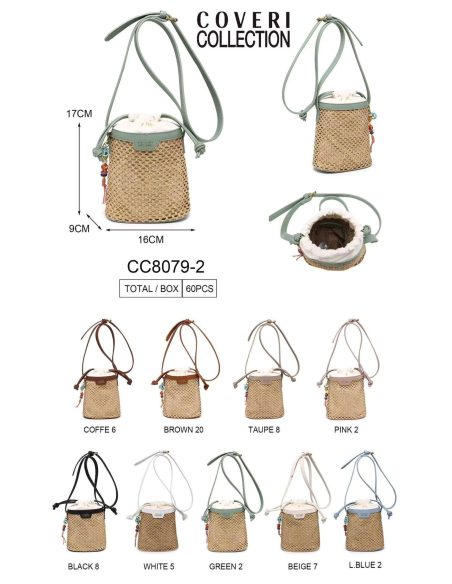 Bolso saco efecto rafia mini cierre fruncido