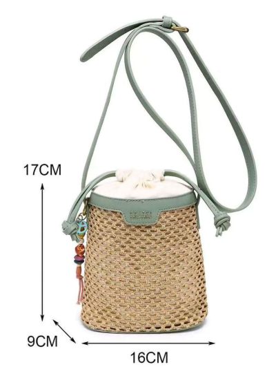 Bolso saco efecto rafia mini cierre fruncido