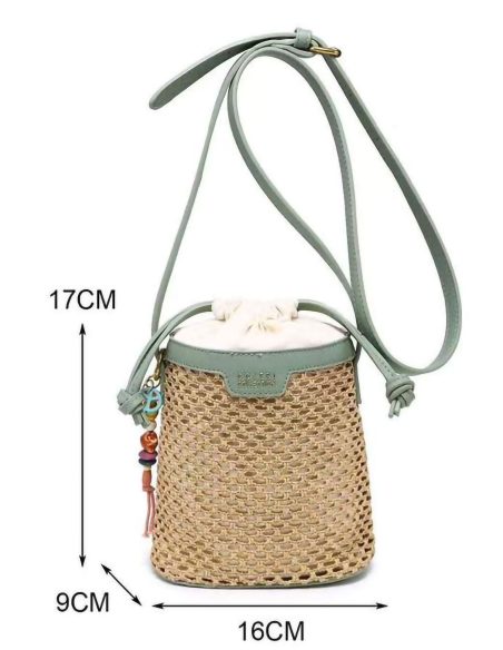 Bolso saco efecto rafia mini cierre fruncido