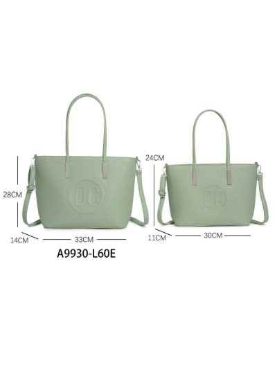 Pack 2 Bolsos shopper efecto piel con logo en relieve y doble asa