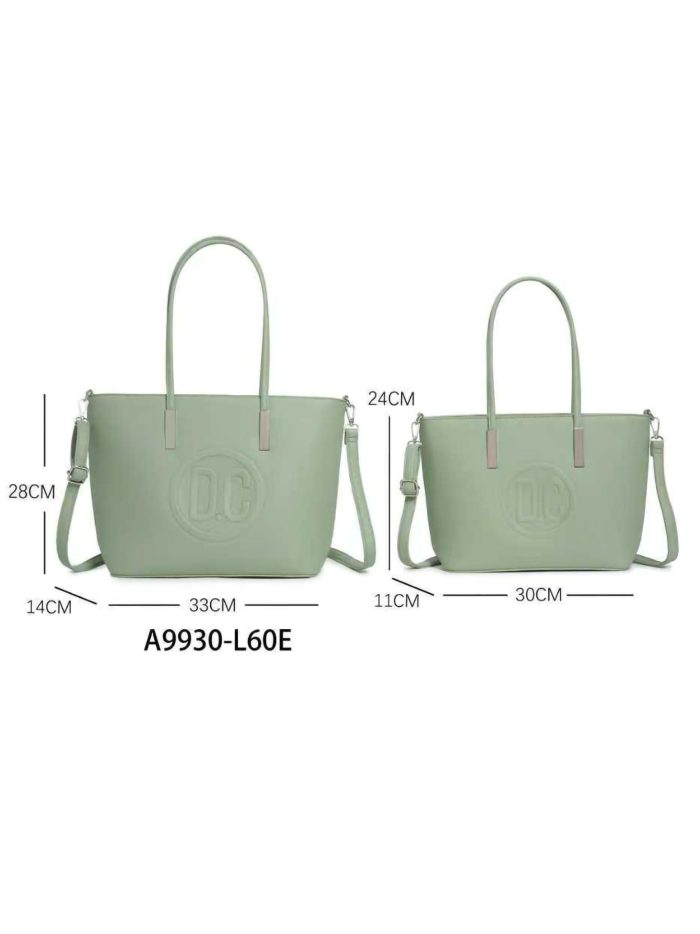 Pack 2 Bolsos shopper efecto piel con logo en relieve y doble asa