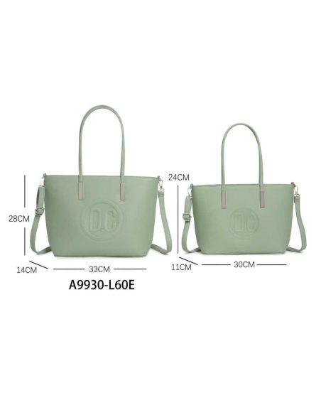 Pack 2 Bolsos shopper efecto piel con logo en relieve y doble asa