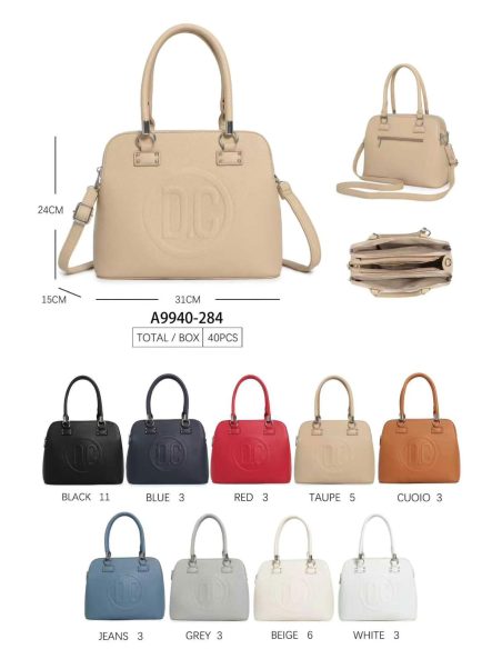 Bolso de mano efecto piel con logo en relieve y bandolera