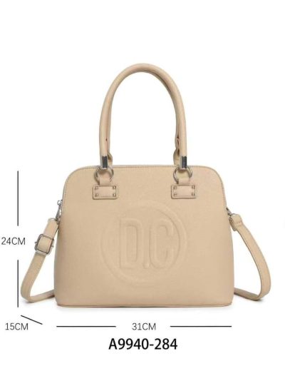 Bolso de mano efecto piel con logo en relieve y bandolera