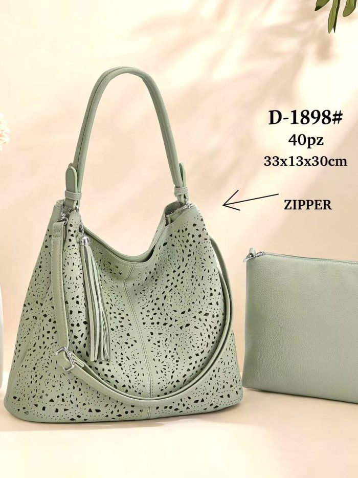 Bolso hobo troquelado con borla y bolso interior