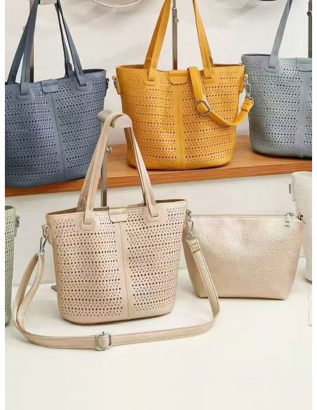 Bolso tote troquelado con asas dobles y bandolera