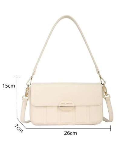 Bolso bandolera baguette con solapa y detalle acanalado