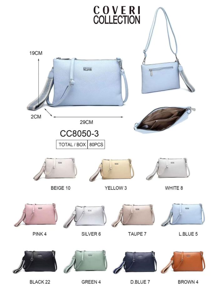 Bolso bandolera plano con cremallera y correa estampada