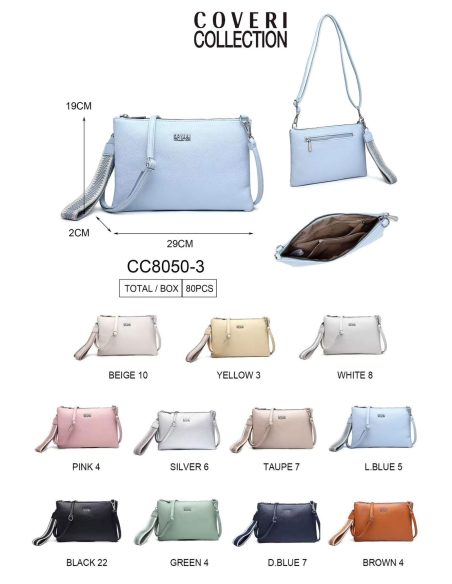 Bolso bandolera plano con cremallera y correa estampada