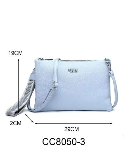 Bolso bandolera plano con cremallera y correa estampada