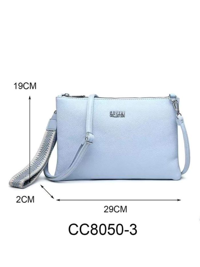 Bolso bandolera plano con cremallera y correa estampada