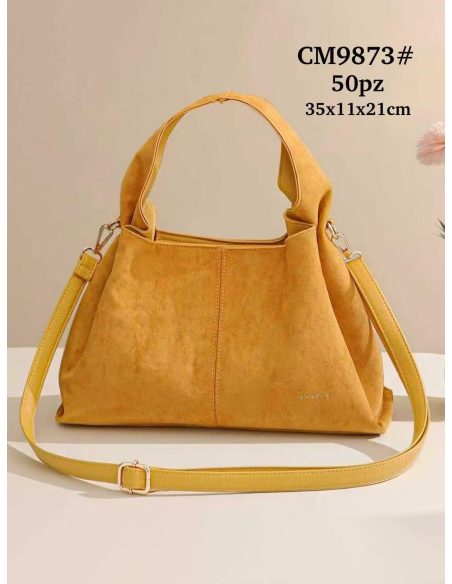 Bolso shopper efecto ante con asas anchas