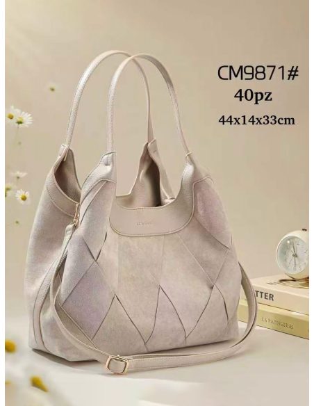 Borsa shopper effetto camoscio rombi