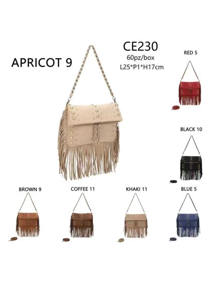 Borsa boho con frange e borchie