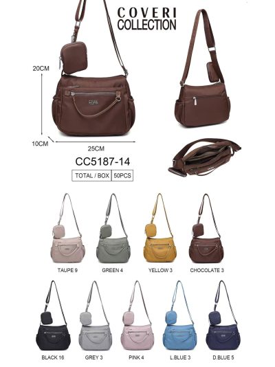 Bolso bandolera nylon con bolsillos y mini monedero 2