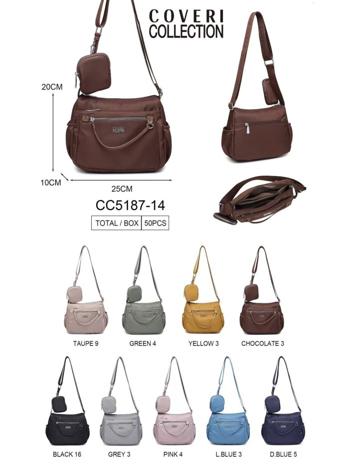 Bolso bandolera nylon con bolsillos y mini monedero