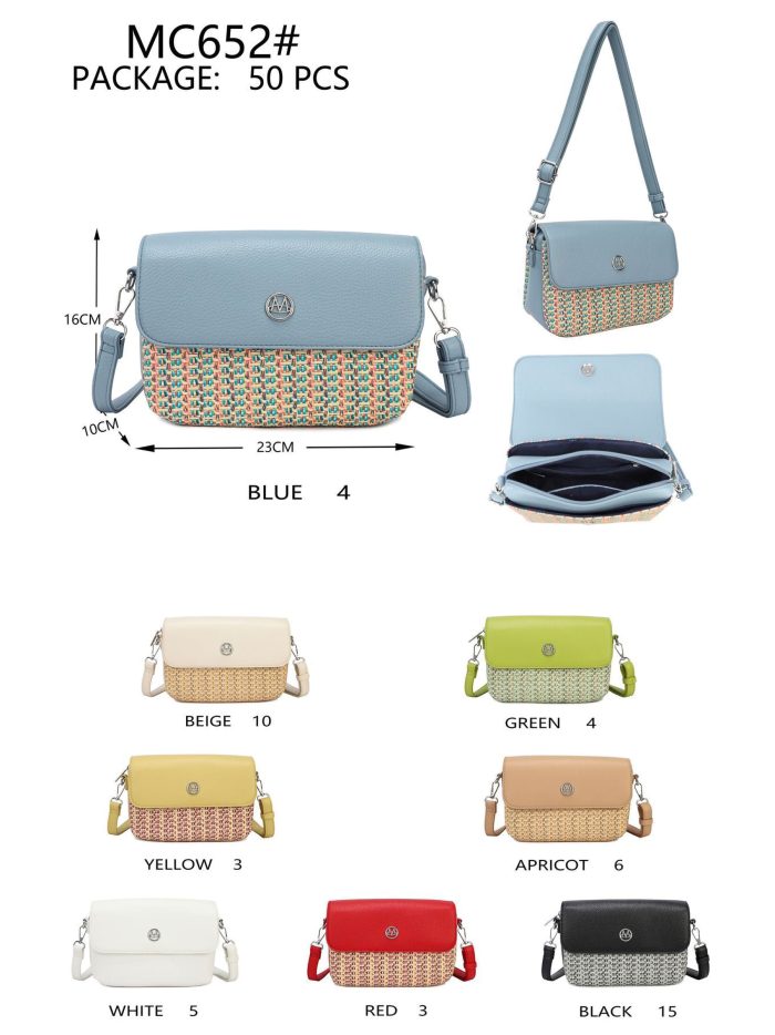 Bolso bandolera efecto rafia solapa