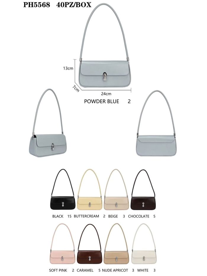 Bolso baguette con solapa y cierre metálico