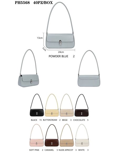 Bolso baguette con solapa y cierre metálico