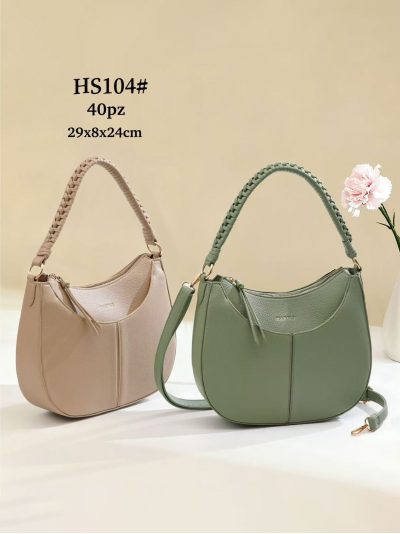 Bolso hobo media luna con asa trenzada