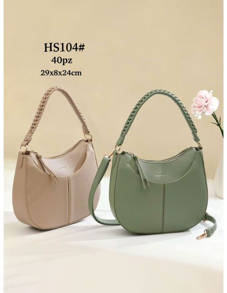 Bolso hobo media luna con asa trenzada