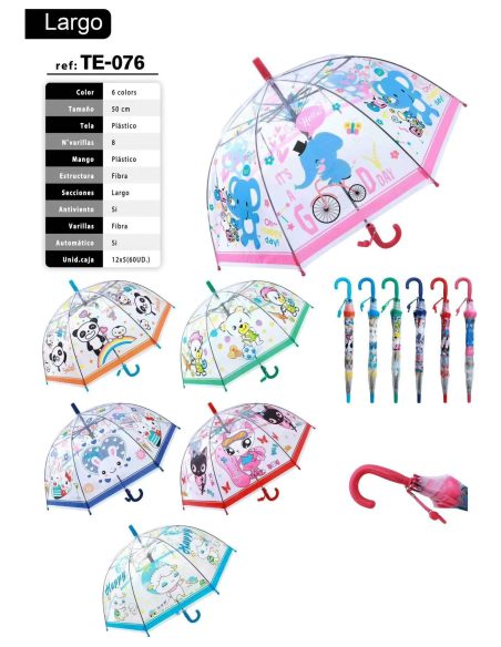 Parapluie long enfant transparent automatique