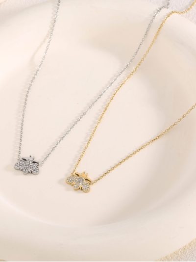 Collar colgante abeja con circonitas