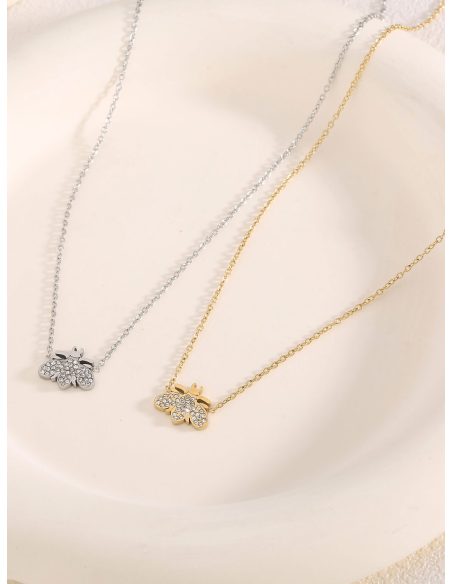 Collar colgante abeja con circonitas