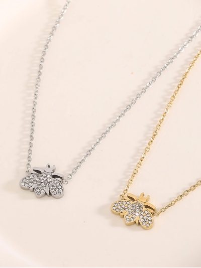Collar colgante abeja con circonitas 2