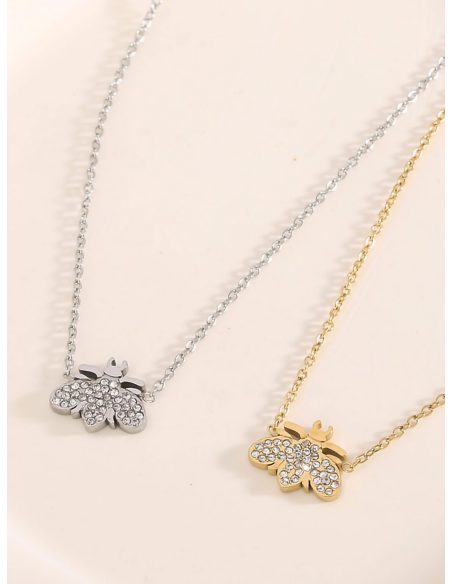 Collar colgante abeja con circonitas