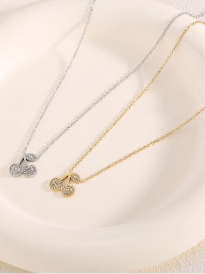 Anhänger Halskette Kirschen mit Zirkonia