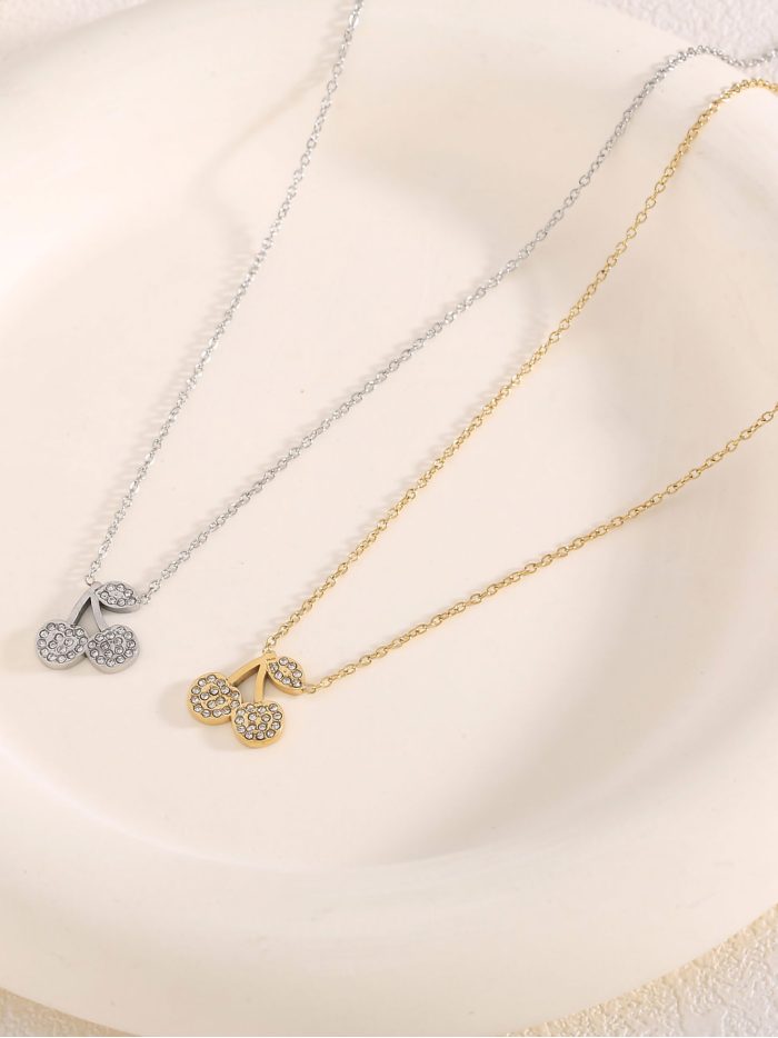 Collar colgante cerezas con circonitas