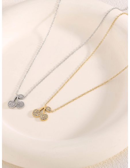 Collar colgante cerezas con circonitas