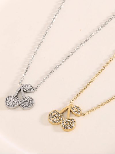 Anhänger Halskette Kirschen mit Zirkonia 2