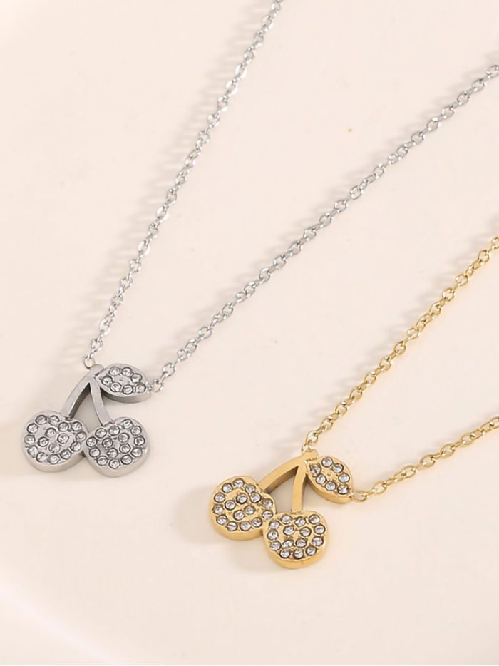 Collar colgante cerezas con circonitas