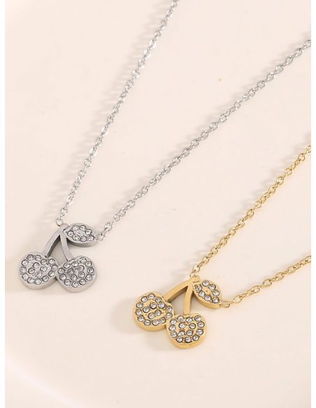 Collar colgante cerezas con circonitas