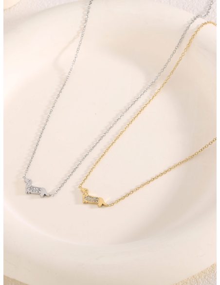 Collar colgante perro salchicha con circonitas