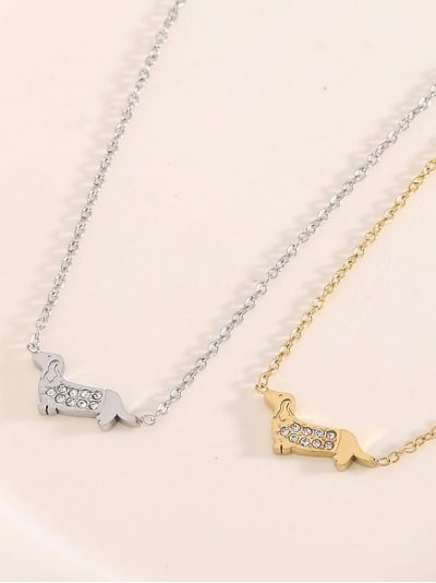 Collar colgante perro salchicha con circonitas 2