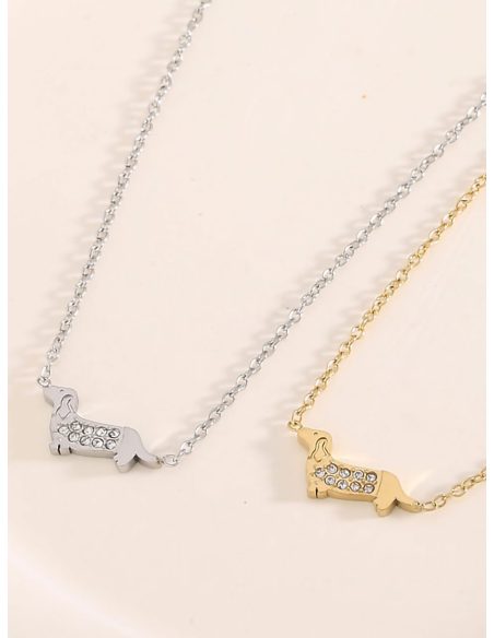 Collar colgante perro salchicha con circonitas