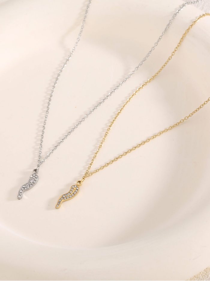 Collar colgante rayo con circonitas