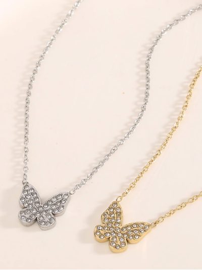 Collana pendente farfalla con zirconi 2