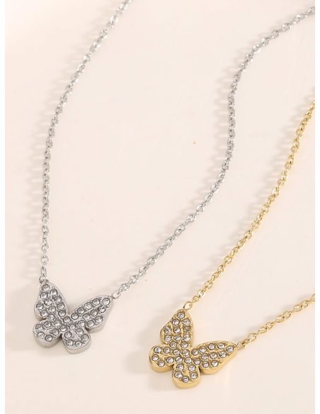 Collar colgante mariposa con circonitas