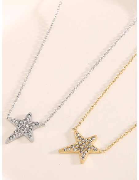 Collier pendentif étoile avec zirconias