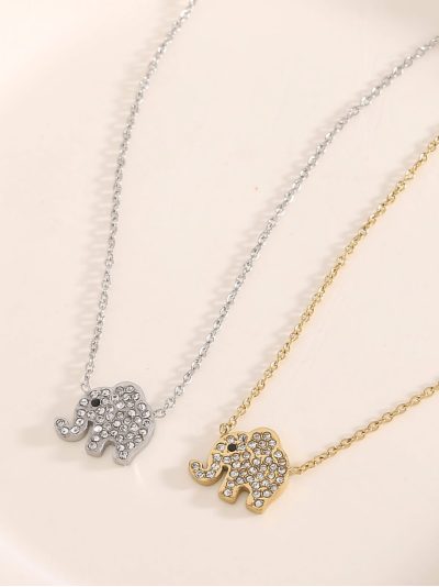 Collar colgante elefante con circonitas 2