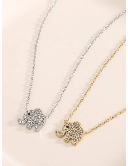 Collar colgante elefante con circonitas