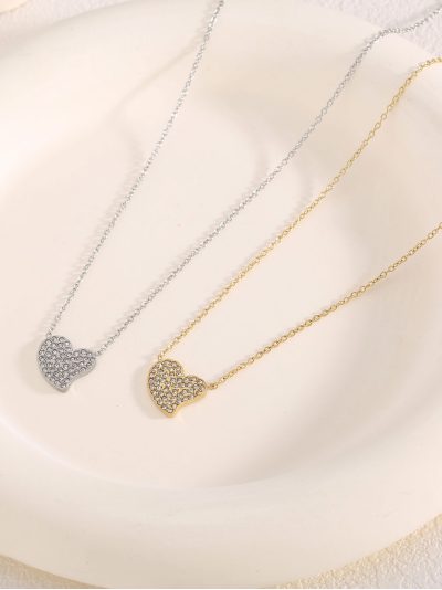 Collar colgante corazón con circonitas