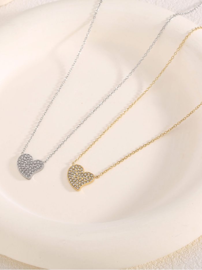 Herzanhänger Halskette mit Zirkonia