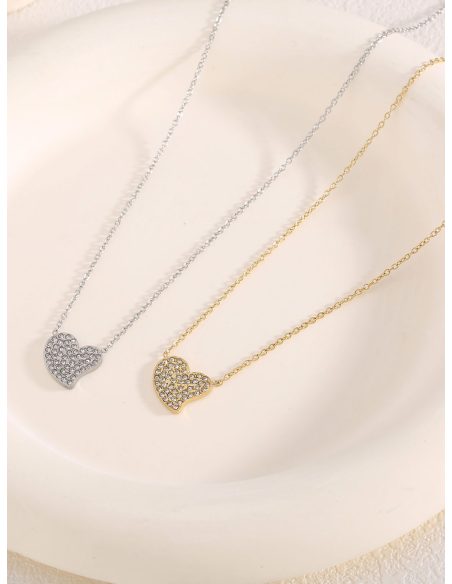 Herzanhänger Halskette mit Zirkonia