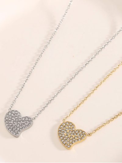 Collar colgante corazón con circonitas 2