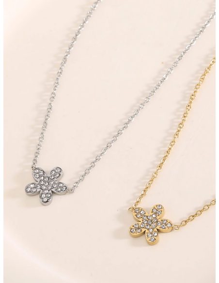 Anhänger Halskette Blume mit Zirkonia
